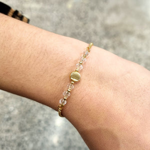 Pulsera Acero Inoxidable Circulo y Cristales