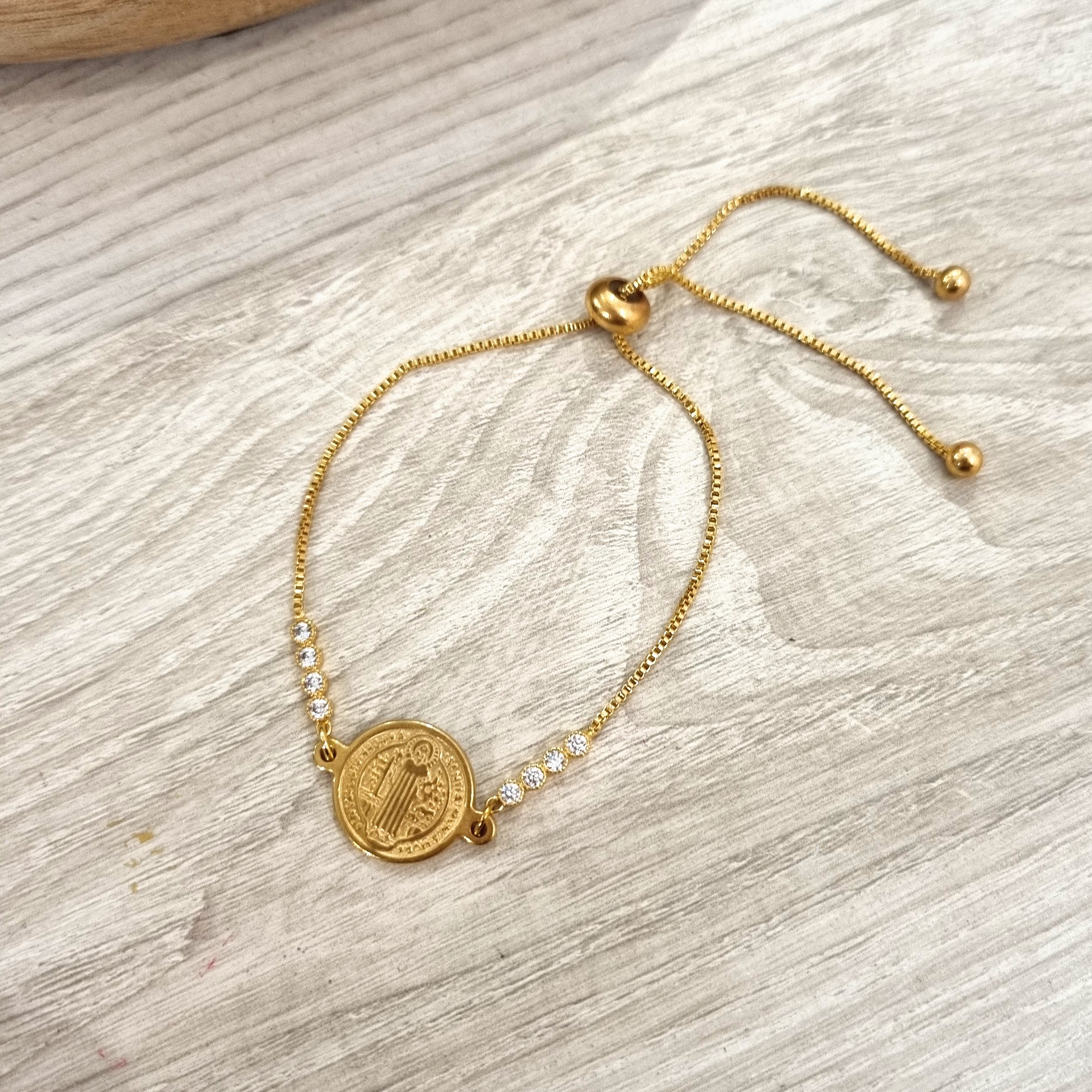 Pulsera Acero Inoxidable San Benito con Zirconias