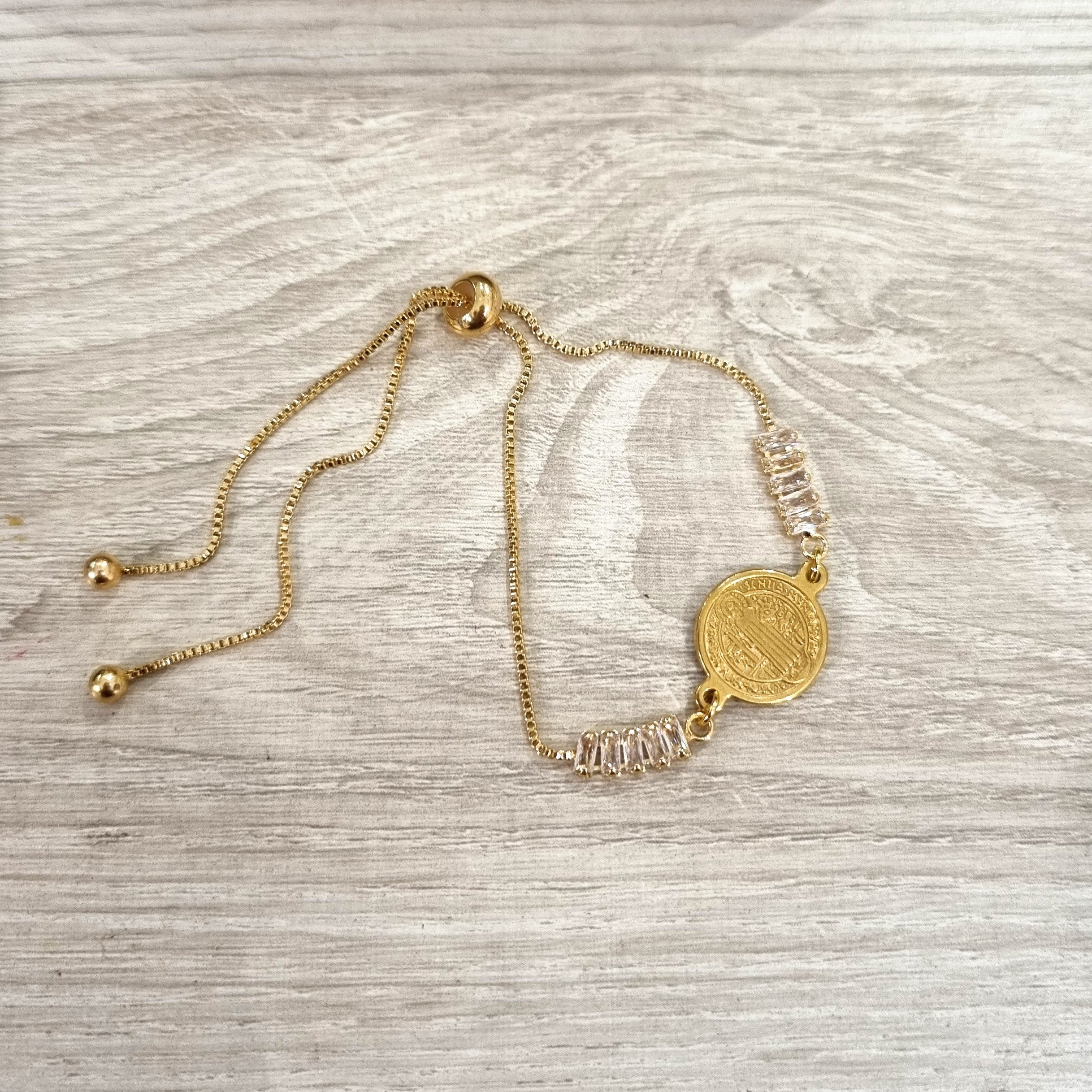 Pulsera Acero Inoxidable San Benito con Zirconias