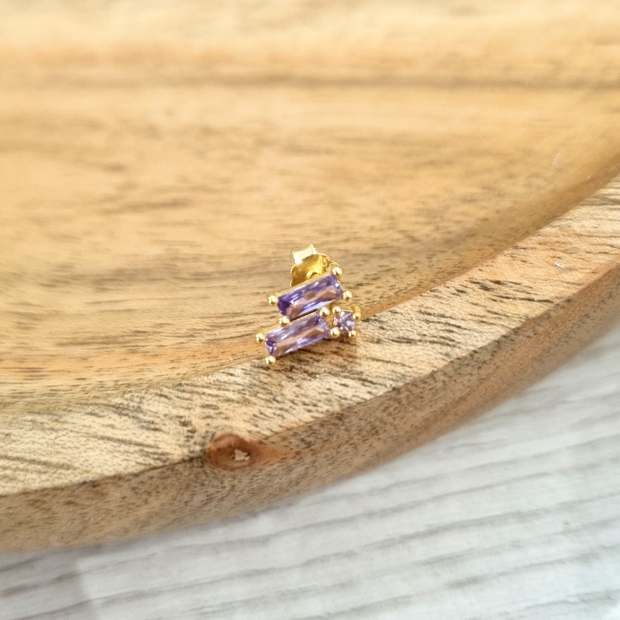 Aretes Plata 925 Morado Chapa de Oro