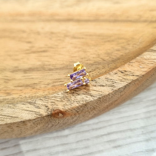 Aretes Plata 925 Morado Chapa de Oro