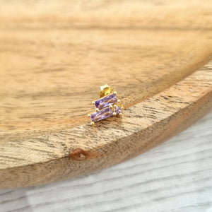 Aretes Plata 925 Morado Chapa de Oro