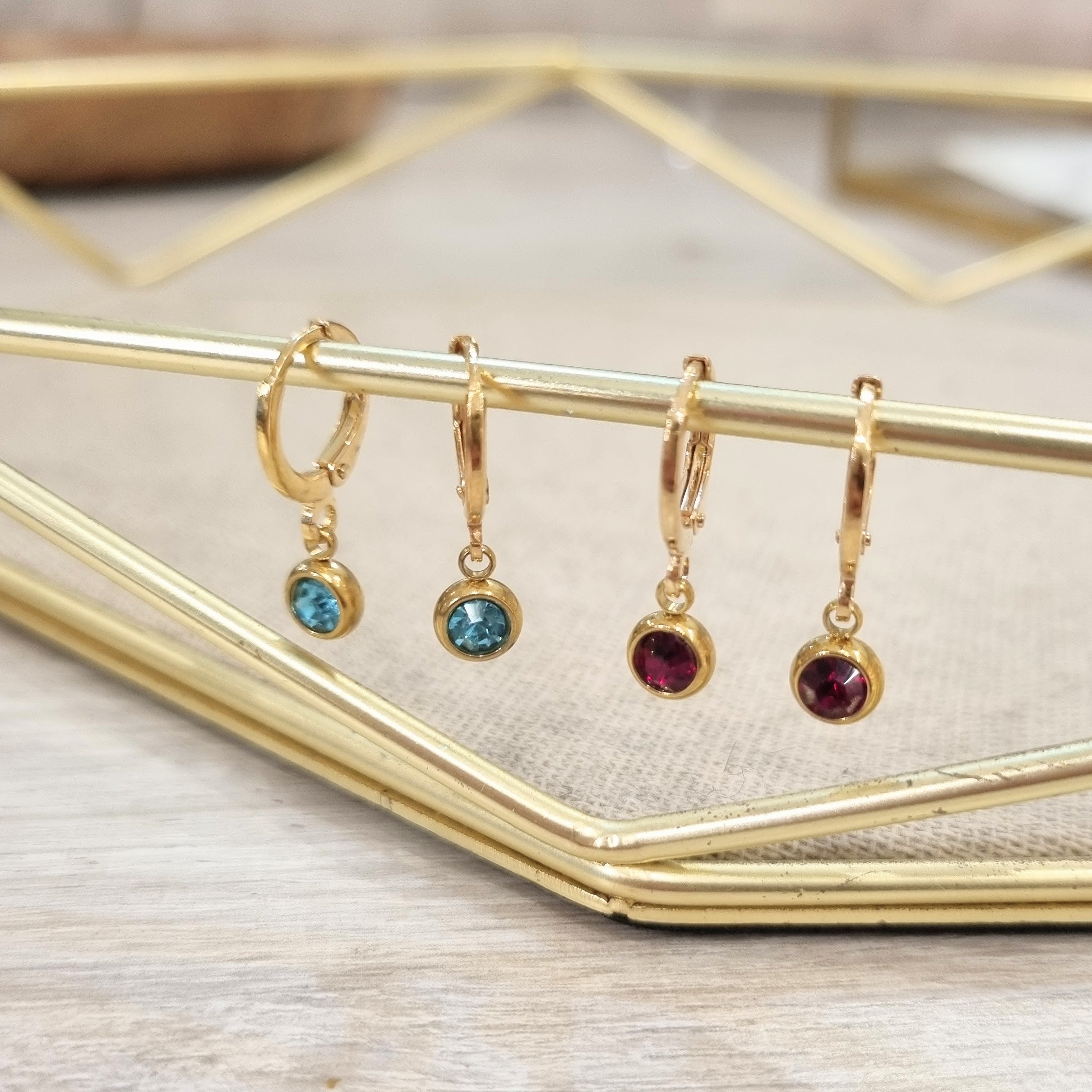 Aretes Chapa de Oro Bolita Colores