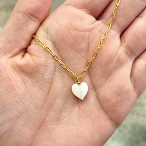 Collar Acero Inoxidable Corazon Madre perla