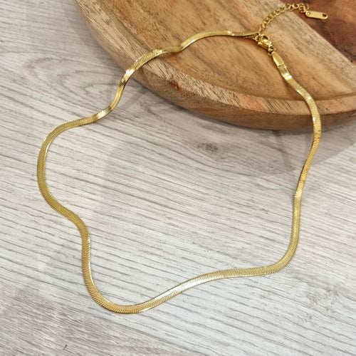 Collar Dorado Acero Inoxidable Plana Delgada 3 mm