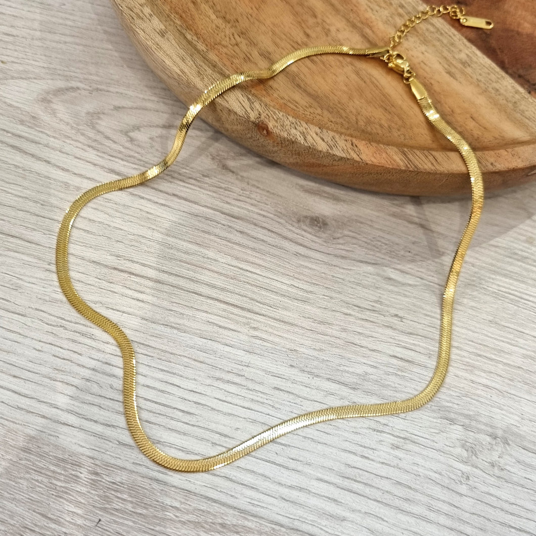 Collar Dorado Acero Inoxidable Plana Delgada 3 mm