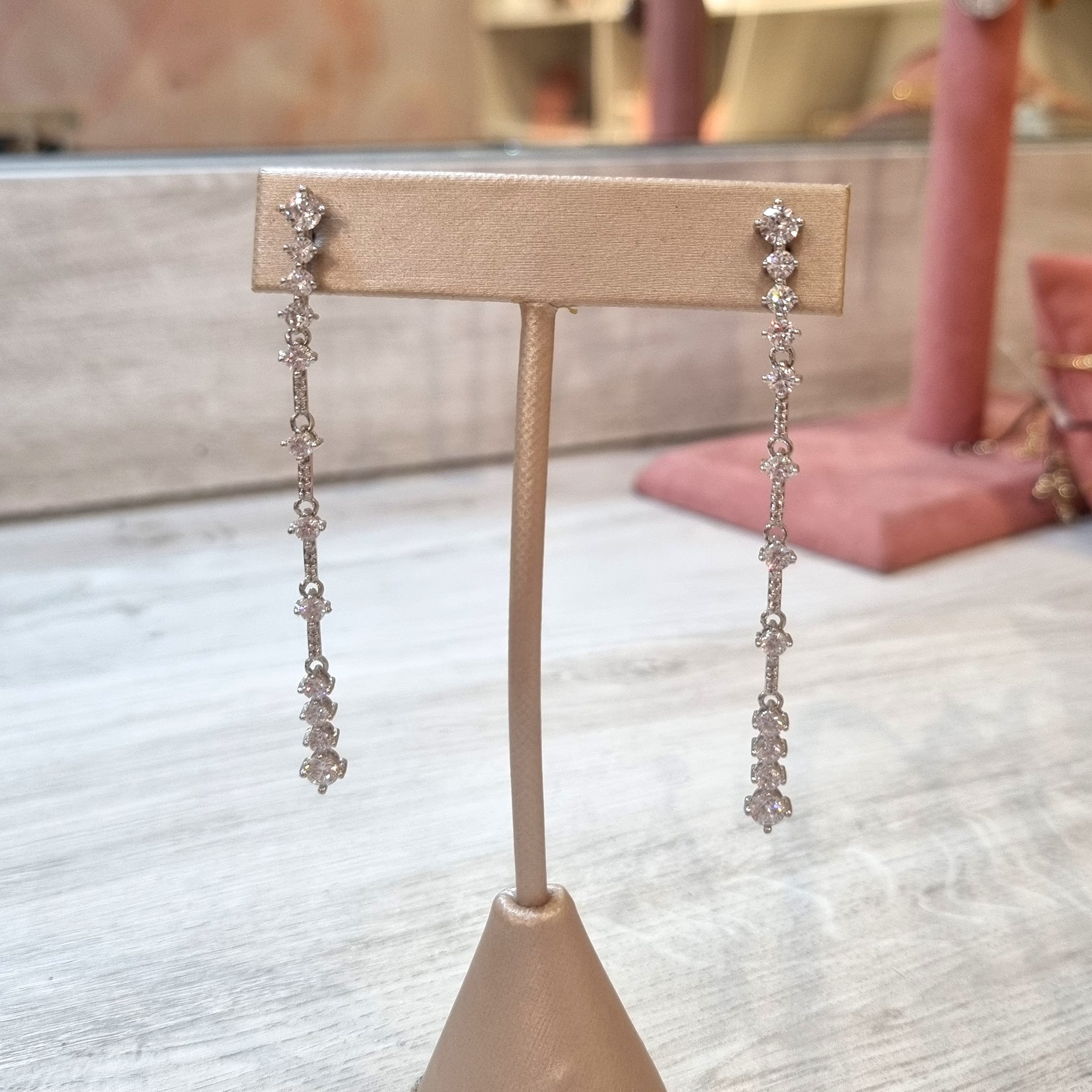 Aretes Plata 925 Largos con Zirconia