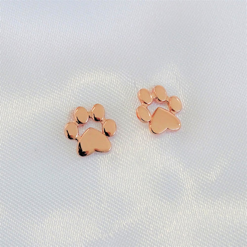Aretes Oro Rosa Huella Plata .925