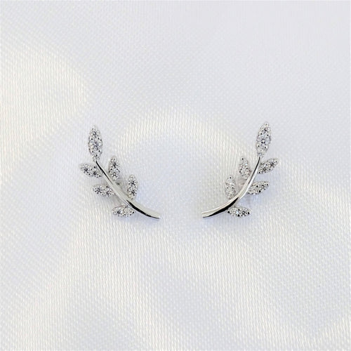 Aretes Plateados Hojitas Plata .925
