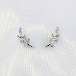 Aretes Plateados Hojitas Plata .925