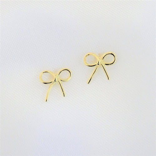 Aretes Dorados Moño de Plata