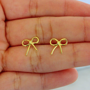 Aretes Dorados Moño de Plata