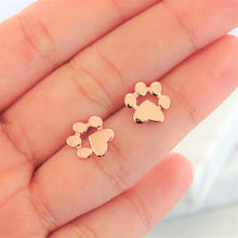 Cargar imagen en el visor de la galería, Aretes Oro Rosa Huella Plata .925