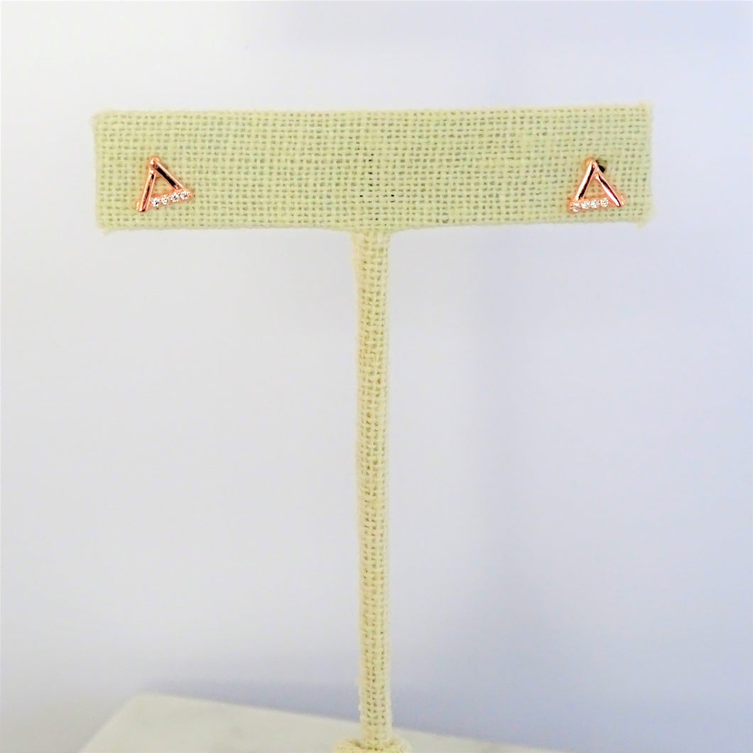 Aretes Oro Rosa Triangulo de Plata .925