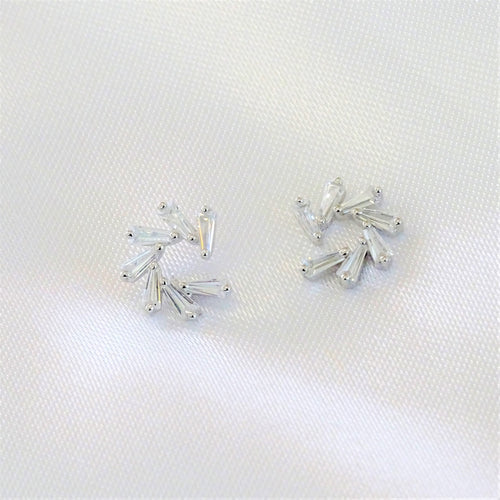 Aretes Plateados Baguettes Plata .925
