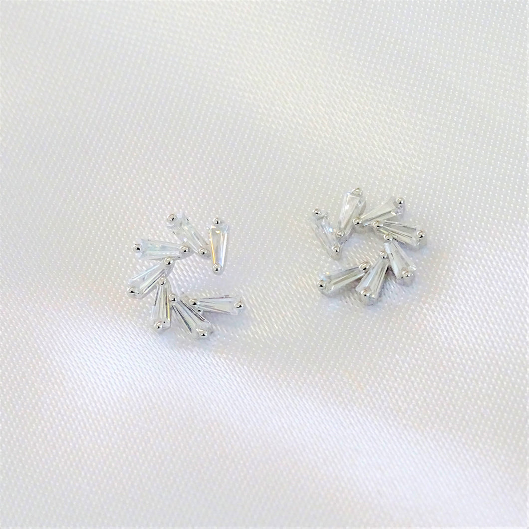 Aretes Plateados Baguettes Plata .925