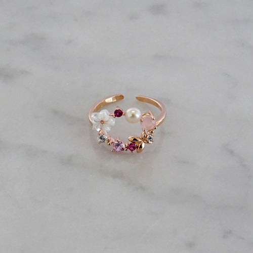 Anillo Oro Rosa Ajustable Circulo Plata .925