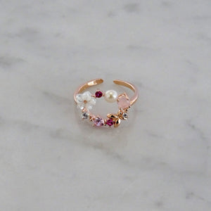 Anillo Oro Rosa Ajustable Circulo Plata .925