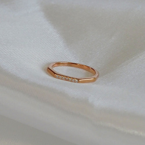 Anillo Oro Rosa Geometrico Plata .925