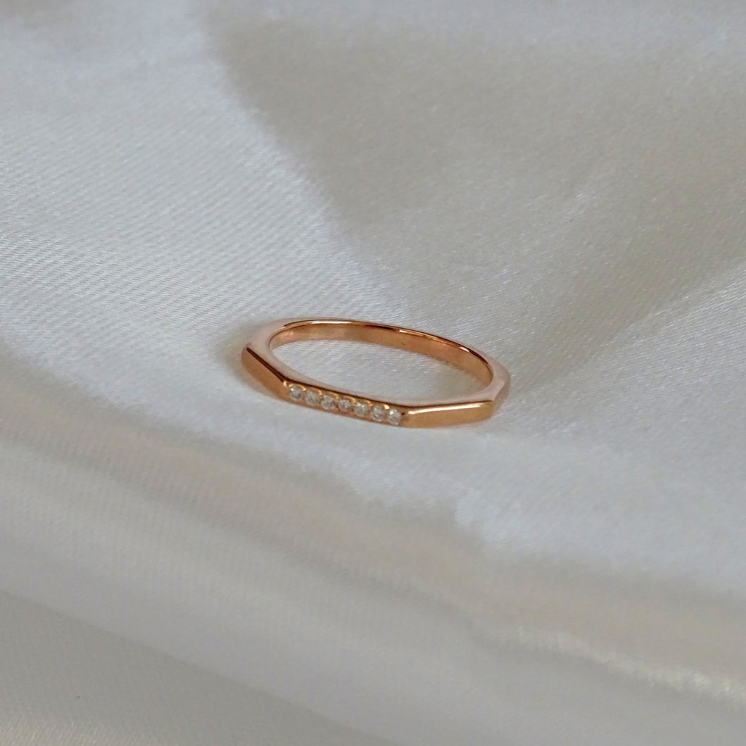 Anillo Oro Rosa Geometrico Plata .925