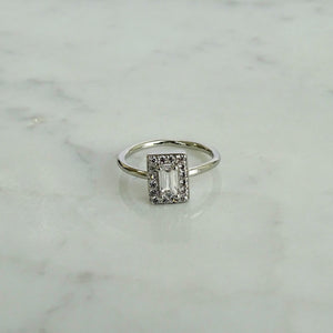 Anillo Plateado Bagguette Chapa de Oro
