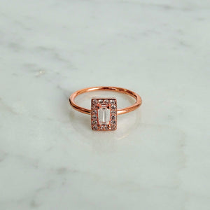 Anillo Rosa Bagguette Chapa de Oro