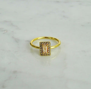 Anillo Dorado Bagguette Chapa de Oro