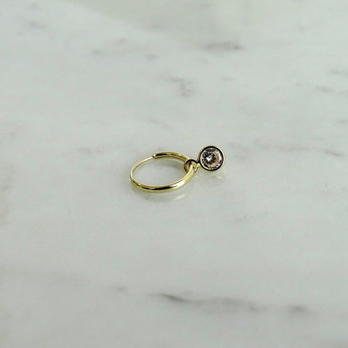 Arete Dorado Oro 10K Zirconia Transparente