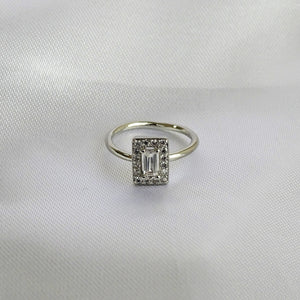 Anillo Plateado Bagguette Chapa de Oro