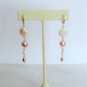 Aretes Chapa de Oro y Perlas