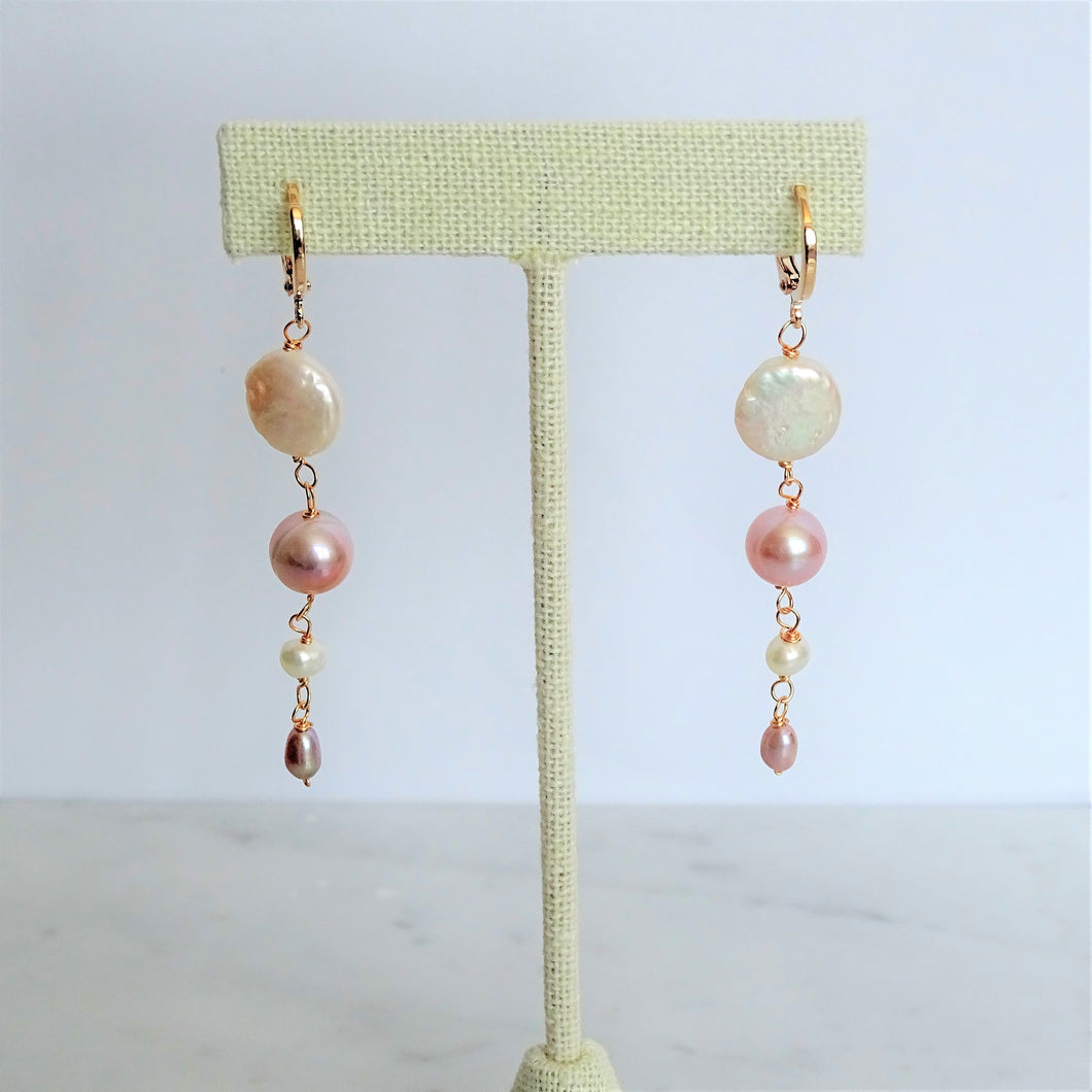 Aretes Chapa de Oro y Perlas