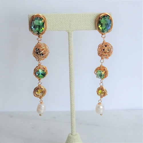 Aretes Dorados Chapa de Oro Verde Torna