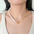 Collar de Perla de Rio y Cadena Eslabón