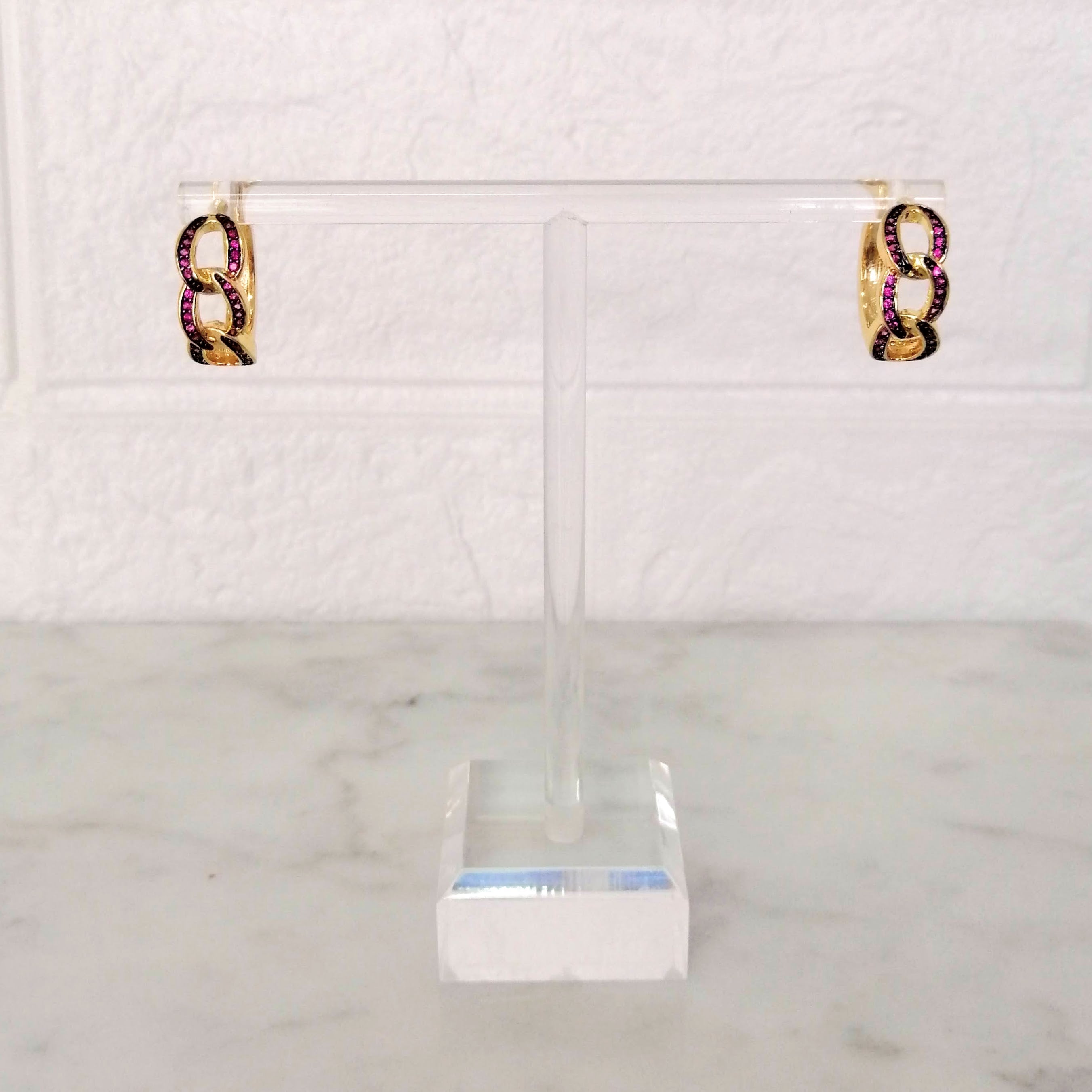 Arracadas Dorados con Trenzadas Rosa Chapa de Oro