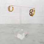 Arracadas Dorados con Trenzadas Rosa Chapa de Oro