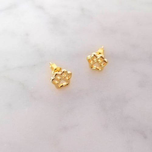 Aretes Chapa de Oro 18K Huella Mini