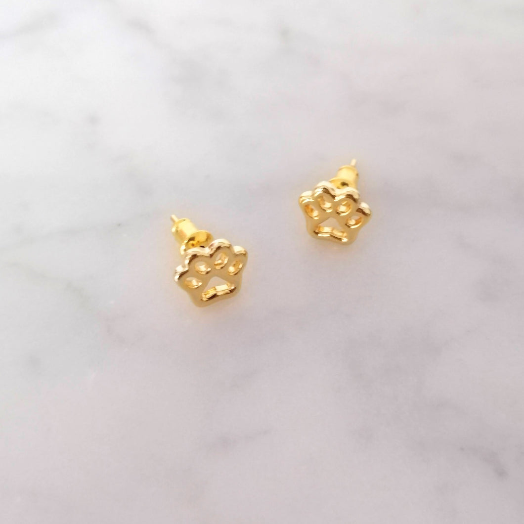 Aretes Chapa de Oro 18K Huella Mini