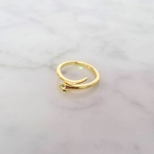 Anillo Chapa de Oro 14K Ajustable Serpiente