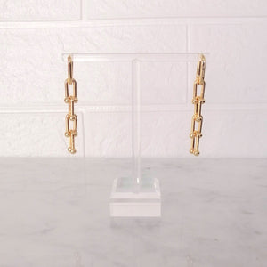 Aretes Chapa de Oro Eslabones Largos