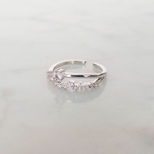 Anillo Chapa de Oro 14K Ajustable Doble Punto