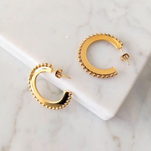 Aretes Dorados con Circulos mini Acero