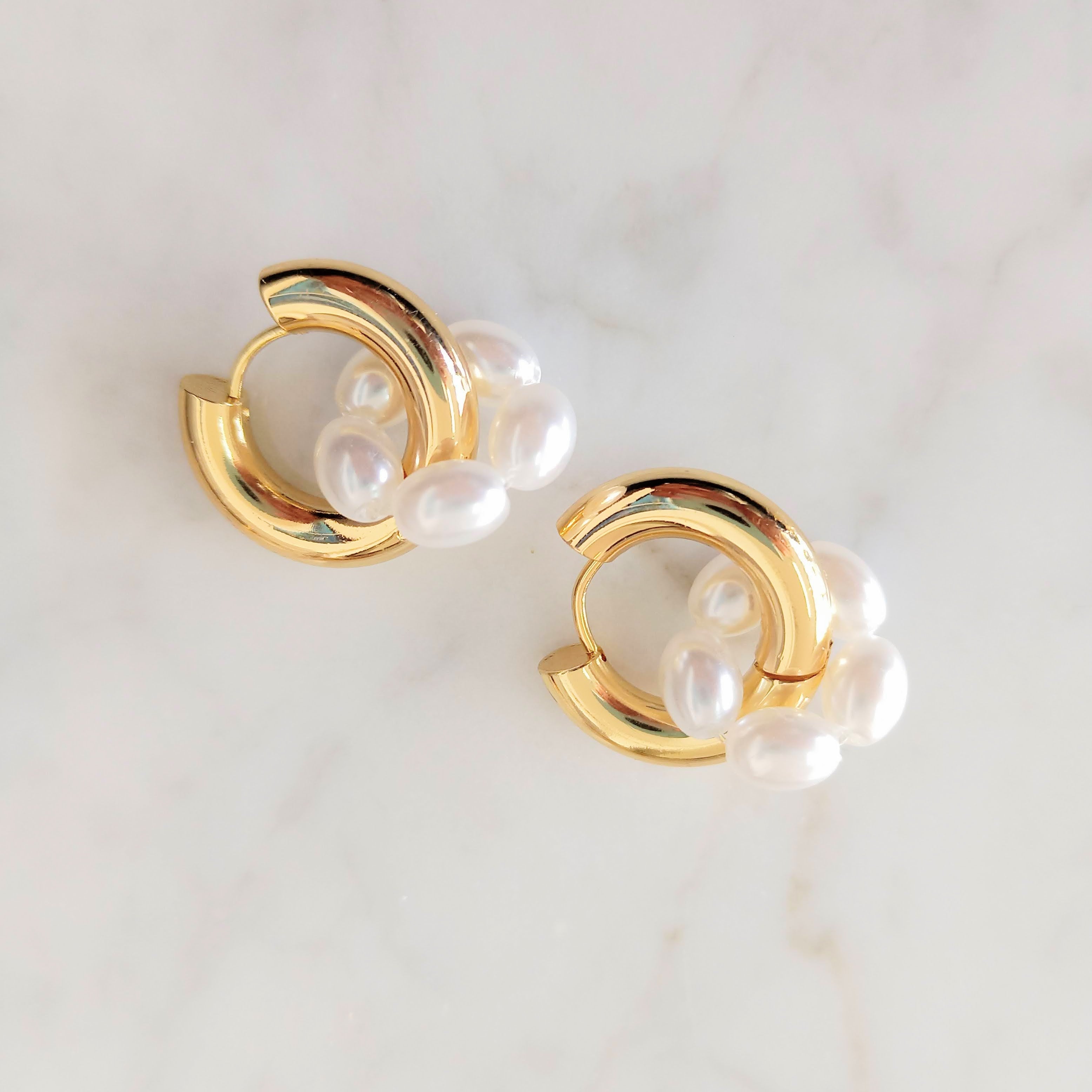 Arracadas Acero Inoxidable con Perlas