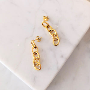 Aretes Chapa de Oro 14K Eslabones