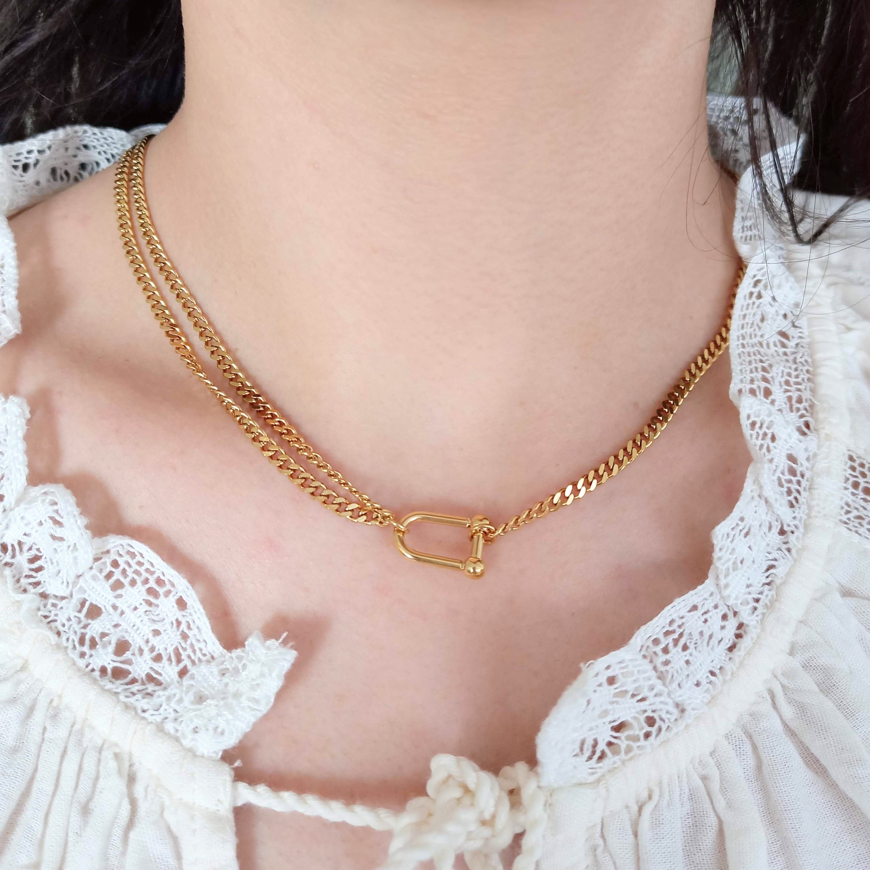 Collar Dorado Chapa de Oro doble