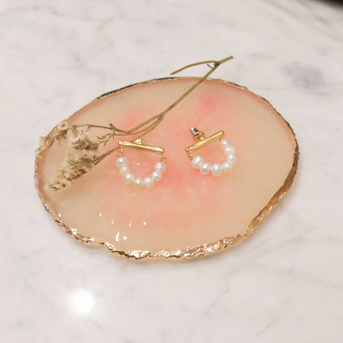 Aretes Chapa de Oro 24K Perlitas U