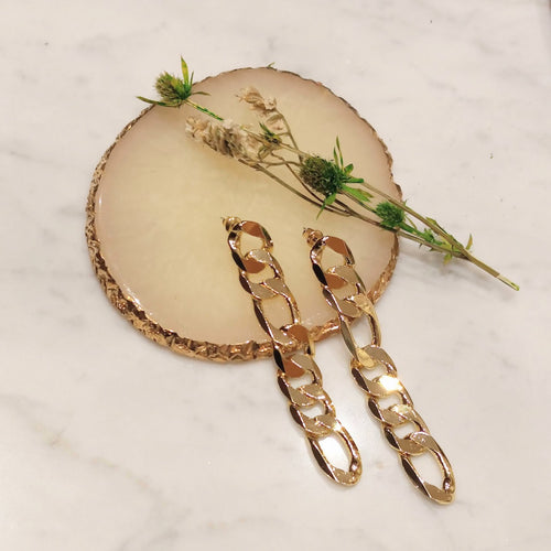 Aretes Chapa de Oro 24K Eslabones XL