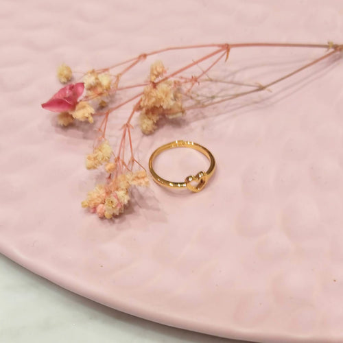 Anillo Chapa de Oro 14K Corazon