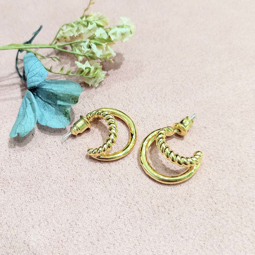 Aretes Chapa de Oro 24K Doble Torcido