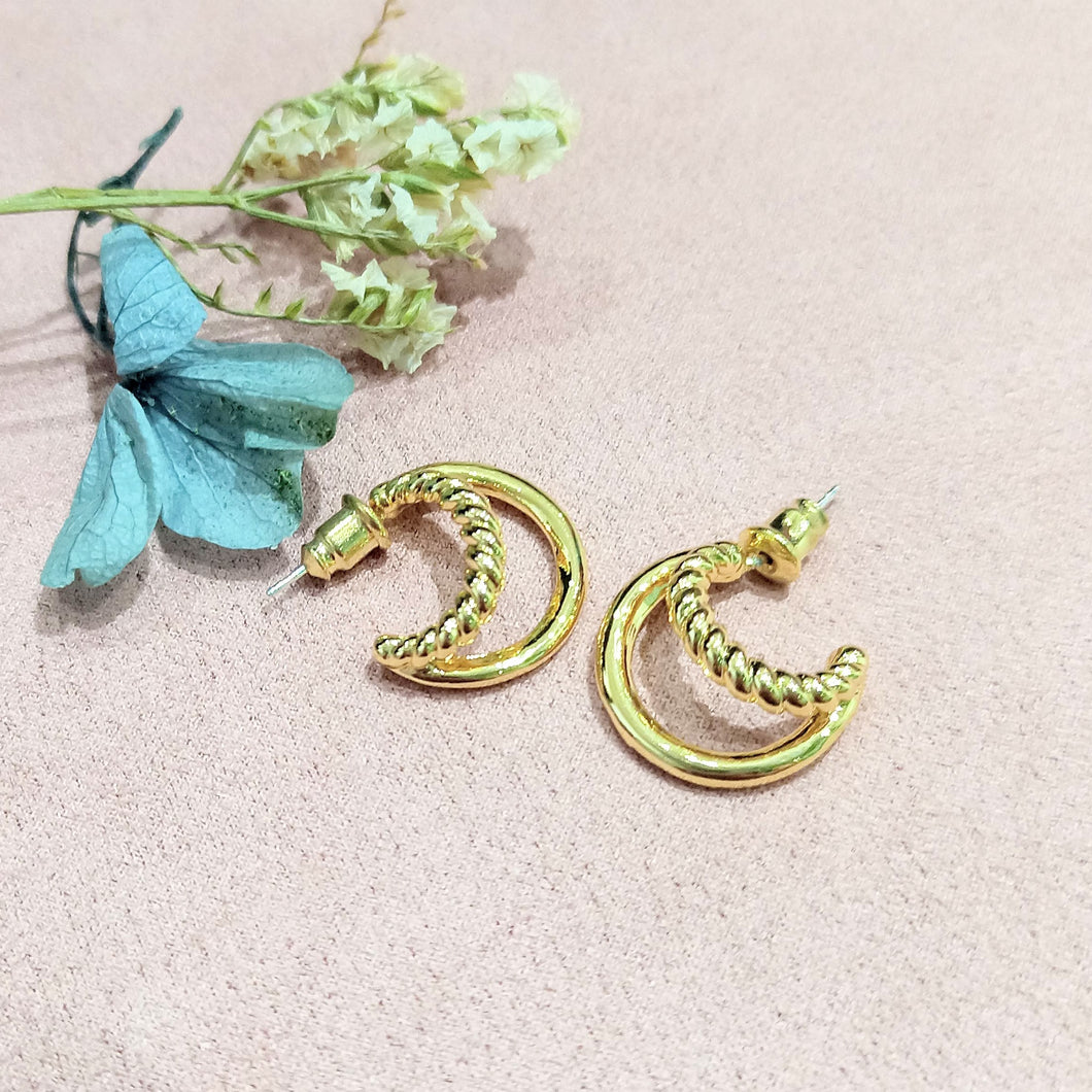 Aretes Chapa de Oro 24K Doble Torcido