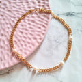 Collar Dorado Chapa de Oro y 4 Perlas